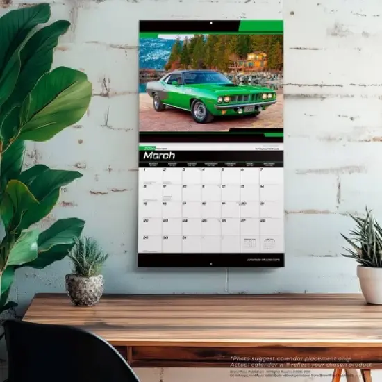 BrownTrout American Muscle Cars 2026 14"x24" Hanging Deluxe Wall Calendar Plastic-Free image {4}