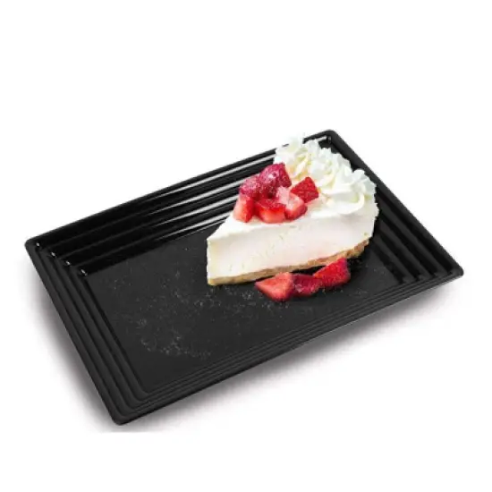 Smarty Had A Party 9" x 13" Black Rectangular Plastic Serving Trays - 24 pcs image {7}
