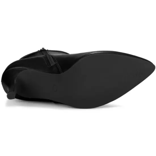 Allegra K Women's Stiletto Heels Pointed Toe Side Zip Ankle Boots image {5}