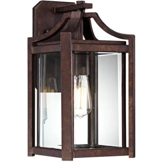 Franklin Iron Works Rockford Rustic Farmhouse Outdoor Wall Light Fixture Bronze 16 1/2" Clear Beveled Glass for Post Exterior Barn Deck House Porch image {7}