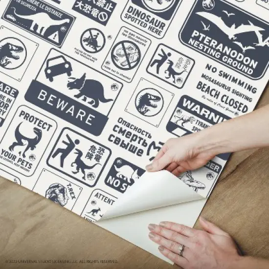 Jurassic World Dominion Signs Peel and Stick Wallpaper Tan/Blue - RoomMates image {5}