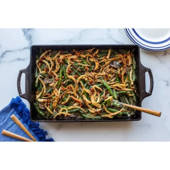 Lodge 6.4qt Cast Iron Baking Casserole Black: Rectangle Casseroles Dish, Hand Wash, 16.5" Depth, 7.25 lbs image {2}