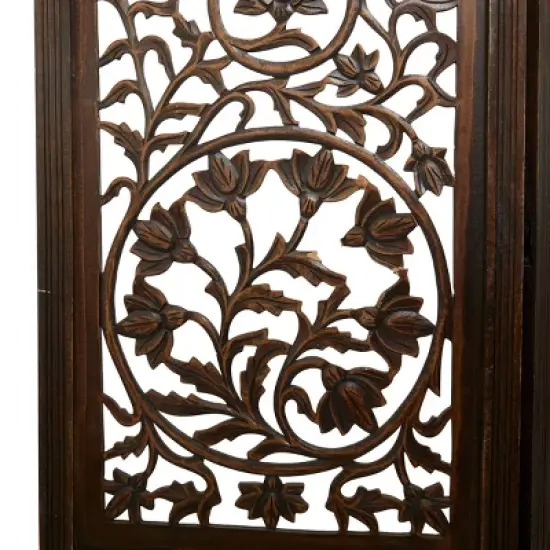 Traditional Wood Irregular Room Divider Screen Brown - Olivia & May image {6}