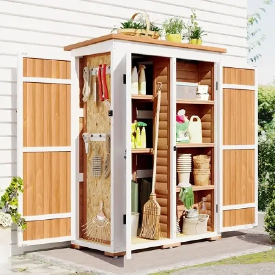 Storage Shed with Waterproof Roof & Lockable Doors, Natural image {12}