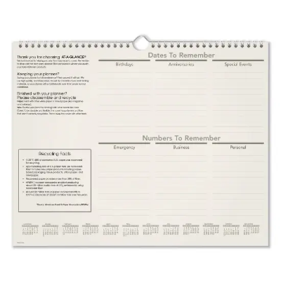 Recycled Wall Calendar, Unruled Blocks, 15 x 12, Sand/Green Sheets, 12-Month (Jan to Dec): 2026 image {1}