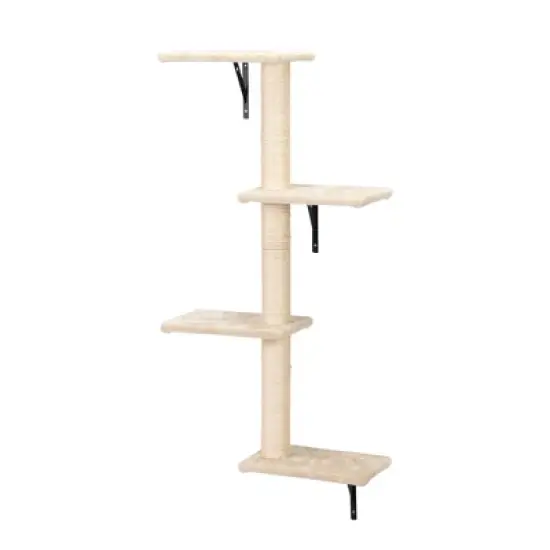 DOMETOUR 5 Pcs Wall Mounted Cat Climber Set, Floating Cat Shelves and Perches, Cat Activity Tree with Scratching Posts image {4}