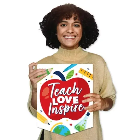 Big Dot of Happiness Teach Love Inspire - Outdoor Home Decorations - Double-Sided Teacher Appreciation Garden Flag - 12 x 15.25 inches image {7}