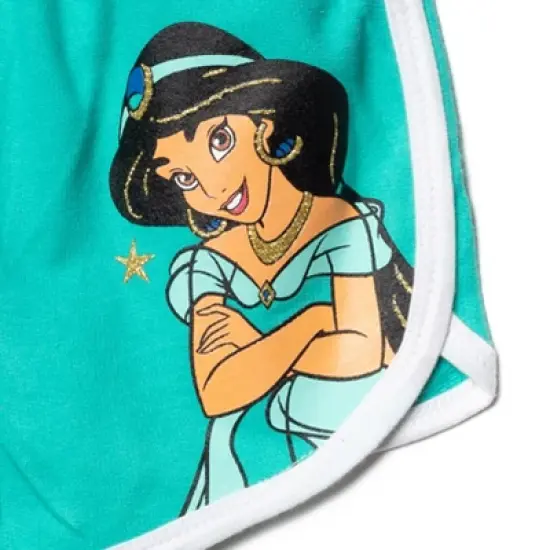 Disney Princess Belle Jasmine Moana Rapunzel Tiana Ariel Girls French Terry 3 Pack Shorts Toddler to Big Kid image {5}
