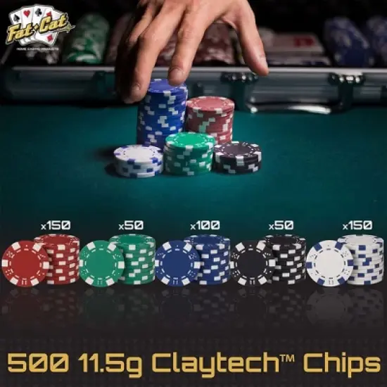Fat Cat Poker Blackjack Casino 500 Count Chip and 2 Decks of Cards Set 55-0605 image {3}