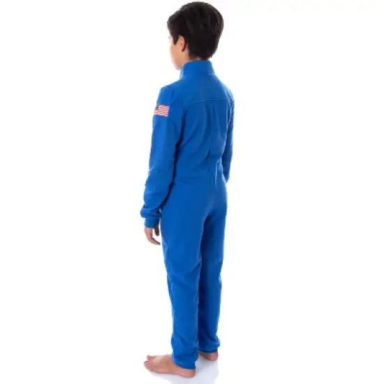 NASA Boys' Meatball One Piece Astronaut Space Suit Pajama Costume Union Suit Blue image {3}