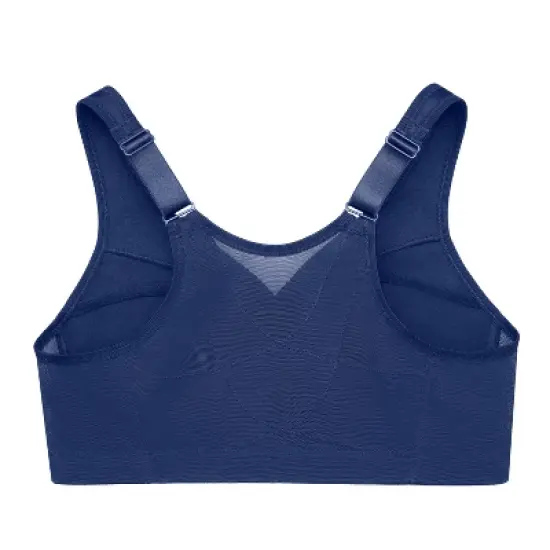 Glamorise Womens MagicLift Front-Closure Posture Back Wirefree Bra 1265 Blue image {4}