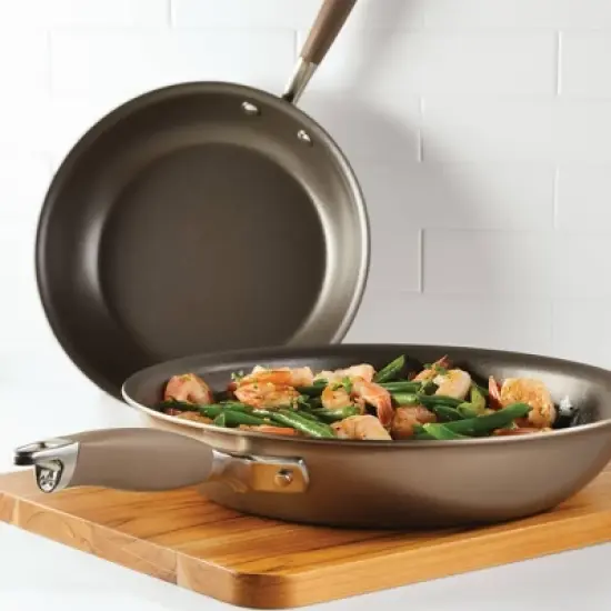 Anolon Advanced Home 10.25" & 12.75" Open Fry Pans Bronze image {7}