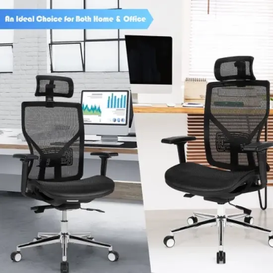 Costway Ergonomic Office Chair High-Back Mesh Chair w/Adjustable Lumbar Support image {2}