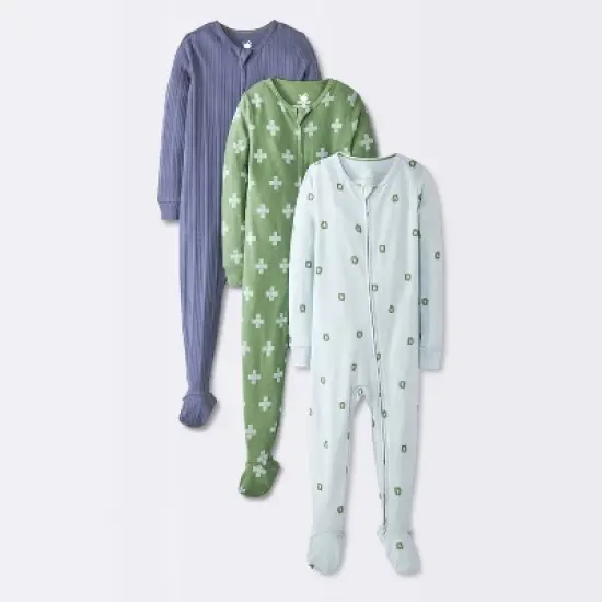 Baby Boys' 3pk Bears Tight Fit Sleep N' Play - Cloud Island&trade; Blue/Green image {4}