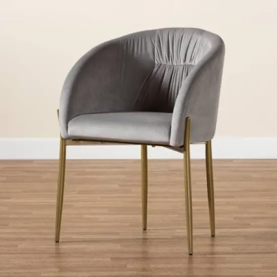 Ballard Velvet Fabric Upholstered Metal Dining Chair - Baxton Studio image {8}
