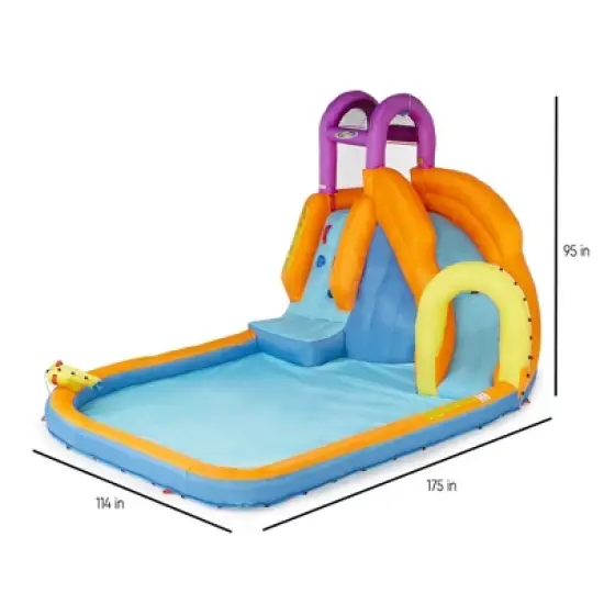 Magic Time International Mega Tornado Twist Outdoor Inflatable Kids Water Park w/ Slide, Water Cannon, Splash Pool, & Climbing Wall for Ages 5 and Up image {4}