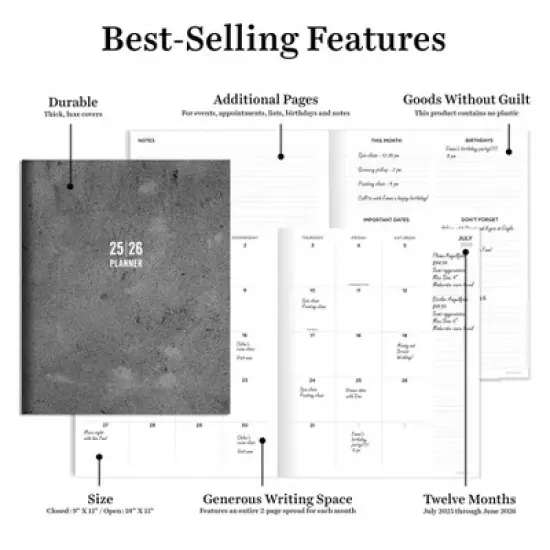 TF Publishing July 2025 - June 2026 Concrete Large Monthly Planner image {4}