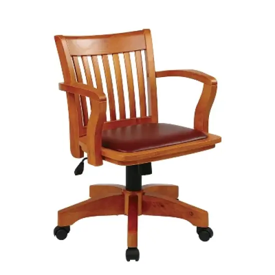 Deluxe Wood Banker's Chair Padded Seat with Base Fruitwood - OSP Home Furnishings image {7}