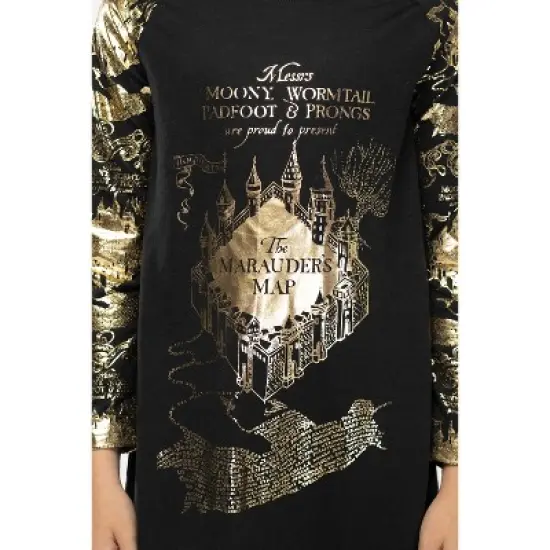 Juniors Harry Potter Marauders Map Raglan Nightgown Pajama Sleep Shirt image {3}