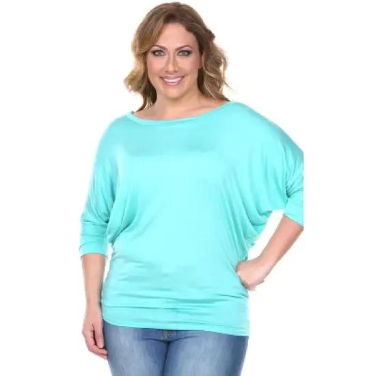 Women's Plus Size Bat Sleeve Tunic Top - White Mark image {9}