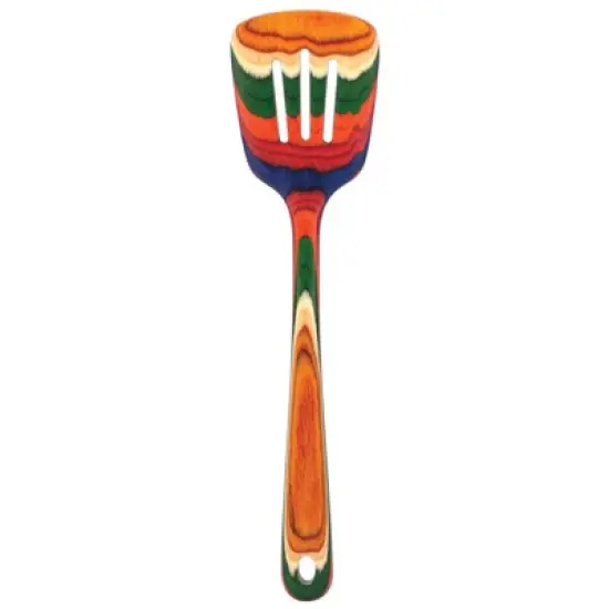 Totally Bamboo Baltique Multicolored Birch Wood Slotted Spatula image {1}