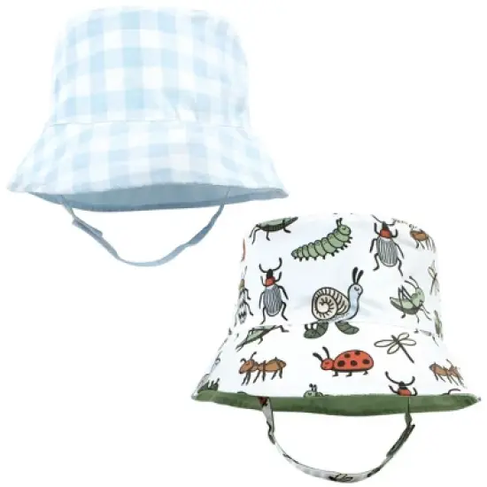 Hudson Baby Infant Boy 4Pc Sun Protection Hat, Critters Plaid Sea Turtle Stripe, 12-24 Months image {1}