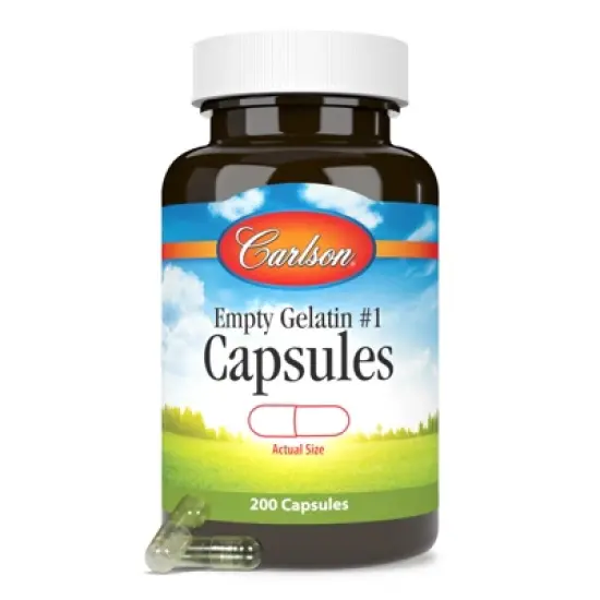 Carlson - Empty Gelatin Capsules, Easy to Separate and Fill, with Screw Cap Bottle image {3}