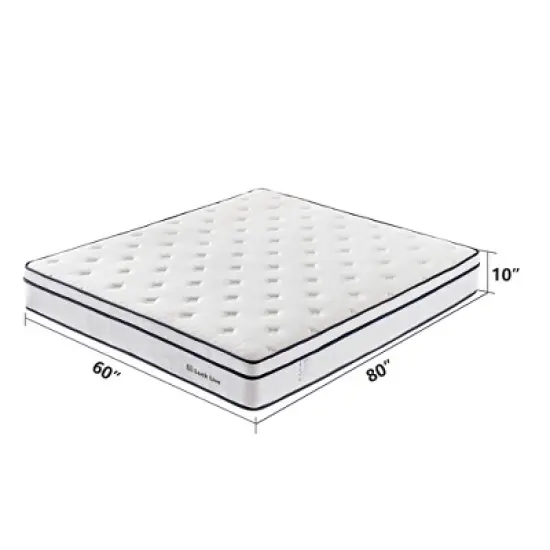 Luck Live 12 inch boxed Queen mattress, medium firmness support, pressure relief, and CertiPUR-US certified. image {6}