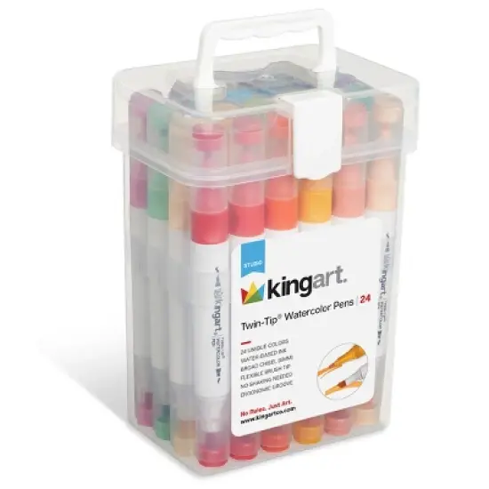 KINGART Twin-Tip&reg; Watercolor Pens 24 Colors image {5}
