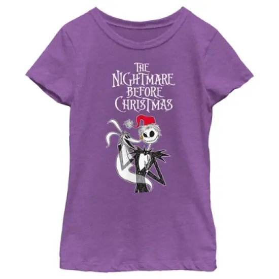 Girl's The Nightmare Before Christmas Jack Skellington Santa Hat Logo T-Shirt image {3}