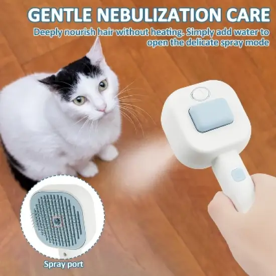 BABYYER 3 in 1 Pet Steam Brush, Auto Cleaning Dog Cat Hair, Removal Comb Rechargeable Cat Grooming Brush for Long and Short Hair image {4}