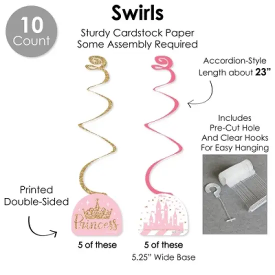 Big Dot of Happiness Little Princess Crown - Pink and Gold Baby Shower or Birthday Party Supplies Decoration Kit - Decor Galore Party Pack - 51 Pieces image {3}