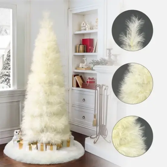 LuxenHome 6Ft Holiday Slim Artificial Pampas Grass Tree in Natural Ivory Beige image {1}