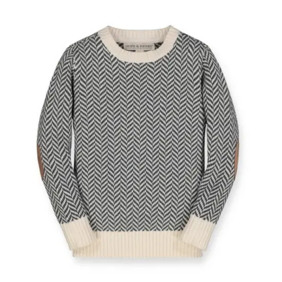 Hope & Henry Boys' Crewneck Pullover Sweater with Elbow Patches, Kids image {7}