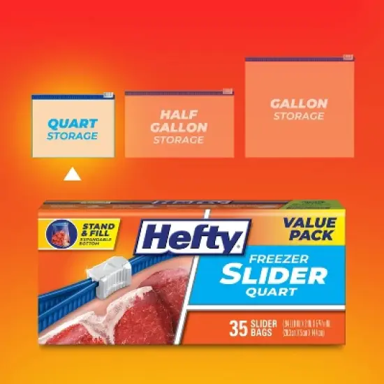 Hefty Quart Freezer Storage Slider Bags - 35ct image {1}