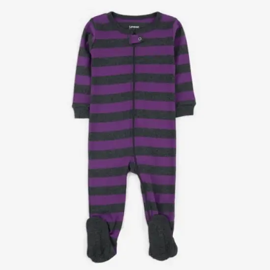 Leveret Matching Family Pajamas &ndash; Purple & Dark Gray Stripes &ndash; 100% Cotton &ndash; Customizable for Personalization image {1}