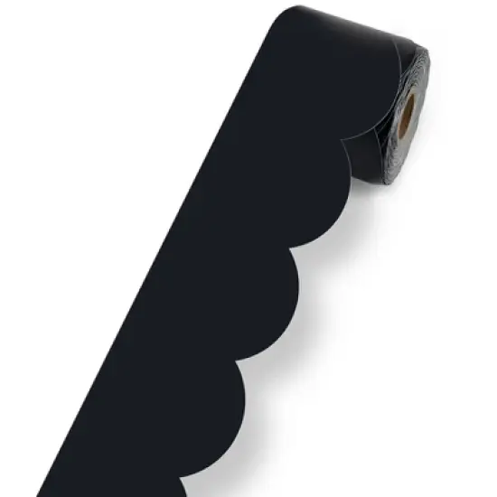 Carson Dellosa Education Black Rolled Scalloped Bulletin Board Borders, 65 Feet Per Roll, Pack of 3 image {1}