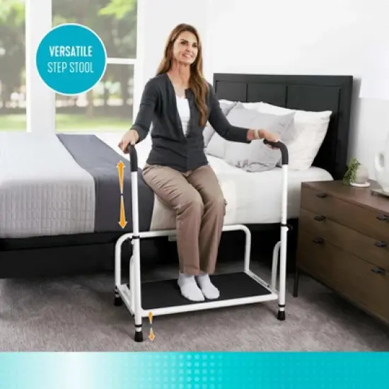 Stander Step Stool, Heavy Duty Bed Step with Adjustable Hand Rails image {1}