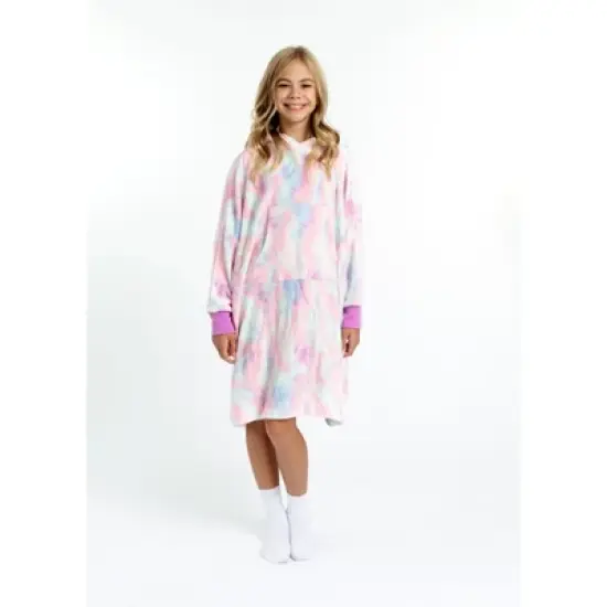 Sleep On It Girls Tie Dye Wearable Cozy Fleece Blanket Hoodie image {1}