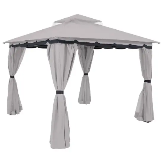 Sunnydaze Soft Top Rectangle Patio Gazebo with Screens and Privacy Walls for Backyard, Garden or Deck image {11}