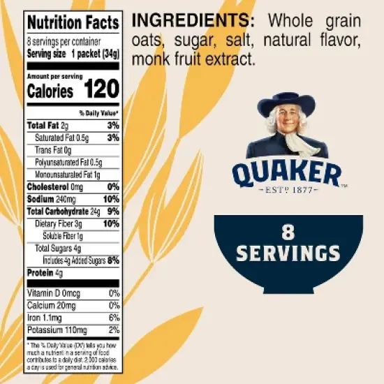 Quaker Low Sugar Instant Oatmeal Maple Brown Sugar - 9.5oz/8ct image {3}