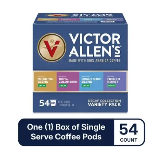 Victor Allen's Coffee Decaf Coffee Variety Pack (Decaf Donut Shop, Morning Blend, French, 100% Colombian), 54 Count, SSC Pods for Keurig K-Cup Brewers image {2}