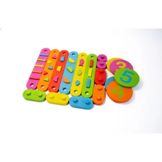 Bintiva Solid Wood Obstacle Course Set &ndash; Interactive Motor Skills Play System with Color and Number Bases image {2}