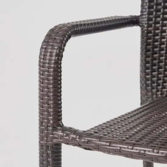 Newcastle 7pc Wood & Wicker Dining Set - Dark Brown - Christopher Knight Home image {2}