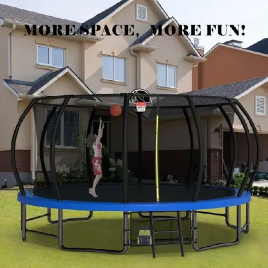 QingMoon 16FT Outdoor Trampoline With Six Stabilizing Poles,Six W-shaped Legs,UV-Resistant Safety Trampoline Fence For Kids And Adults image {5}