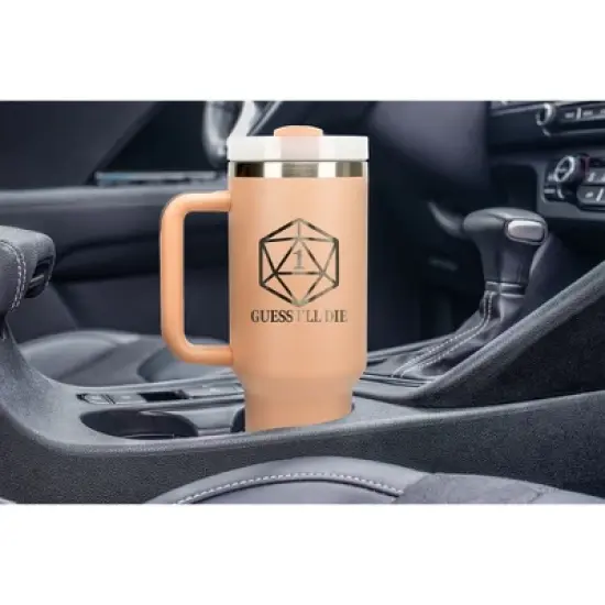 100 North Guess I'll Die Nat 20 Dice Role Playing Game Wrap-Around 40 Oz. Stainless Steel Water Bottle Coffee Mug, Spill & Leak Resistant, Travel image {4}