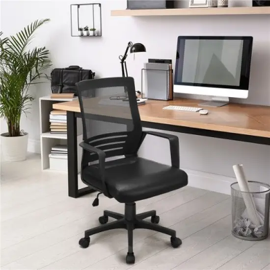 Yaheetech Adjustable Office Chair Midback Computer Chair with Lumbar Support image {1}