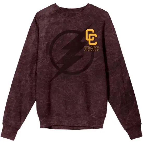 Justice League Movie Central City Track Men's Burgundy Mineral Wash Sweatshirt image {5}