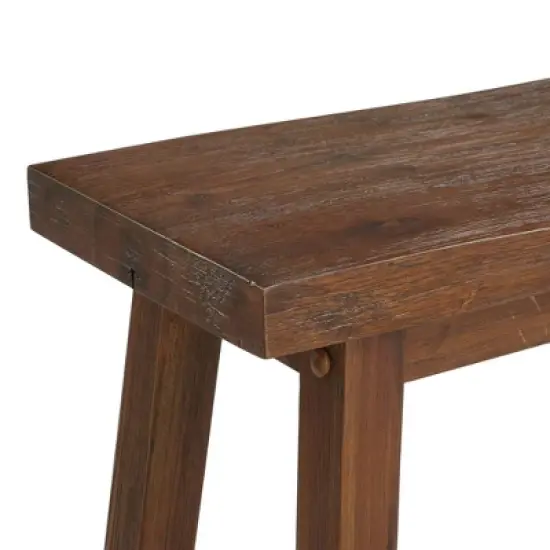 Saddle Design Wooden Bench with Grain Details - Benzara image {3}