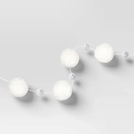6' Christmas Pom Pom and Bead Garland White - Wondershop&trade; image {2}